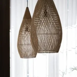 Rattanowy klosz z drewnem teakowym - L - CONE I Bally Hands Łatwy zwrot
