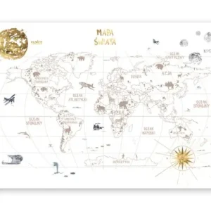 Mural dziecięcy World Map 3- język polski Wysoka jakość