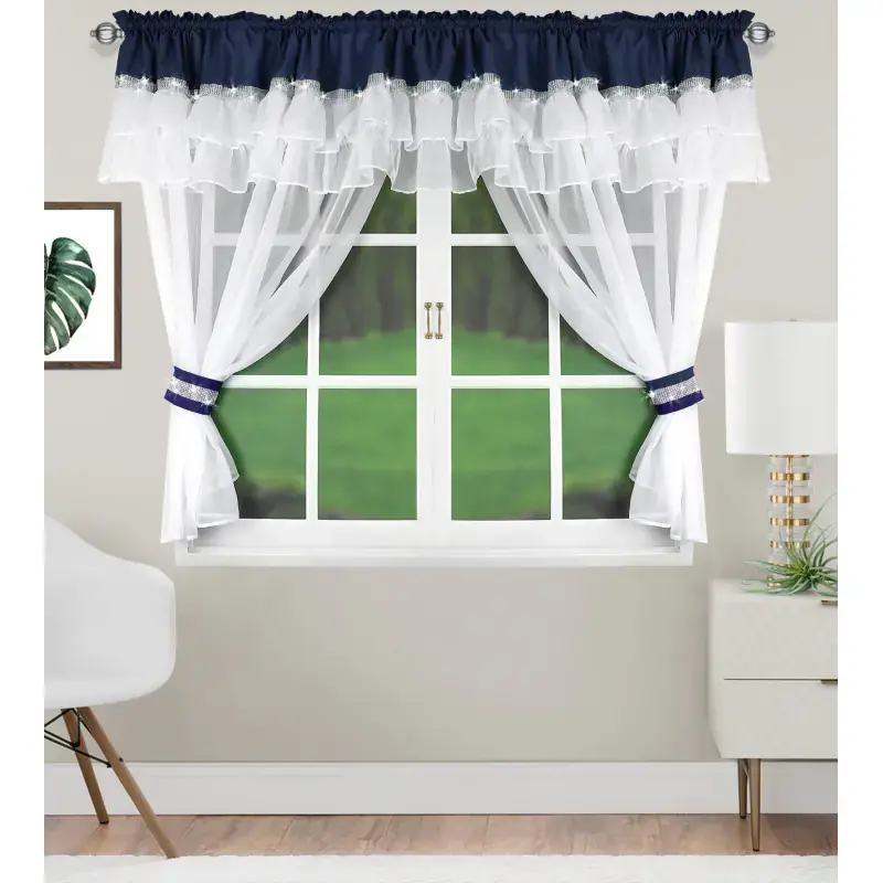 Zamów dziś Firana z lambrekinem granatowa na taśmie 400x150cm ENRICA