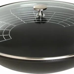 Staub - Wok żeliwny z pokrywką 37 cm, czarny Nowy
