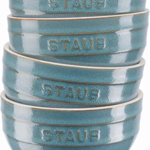 Bestseller Staub Serving - zestaw 4 misek okrągłych 12 cm, antyczny turkusowy
