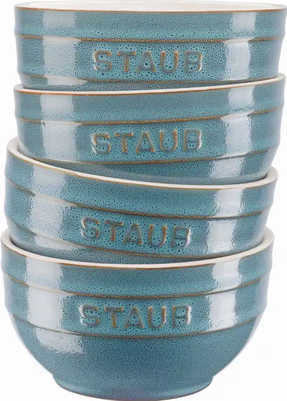 Bestseller Staub Serving - zestaw 4 misek okrągłych 12 cm, antyczny turkusowy