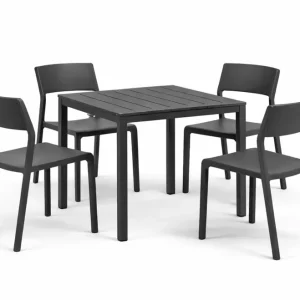 Cena promocyjna Zestaw stół Cube + 4 krzesła Trill anthracite - Nardi