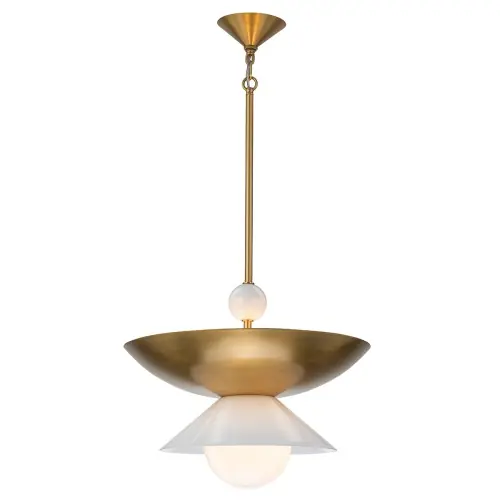 Duża Lampa Wisząca Saucer Postarzany Mosiądz Okazja