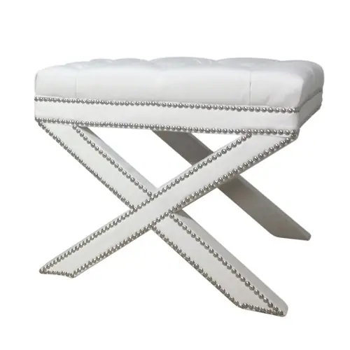 Łatwy zwrot Puf/Stołek Velvet Cross White- różne kolory tapicerkiVelvet