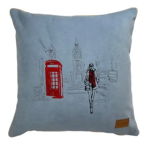 Poduszka z Haftem London Fashion - dowolny kolor45x45 cm Darmowa dostawa