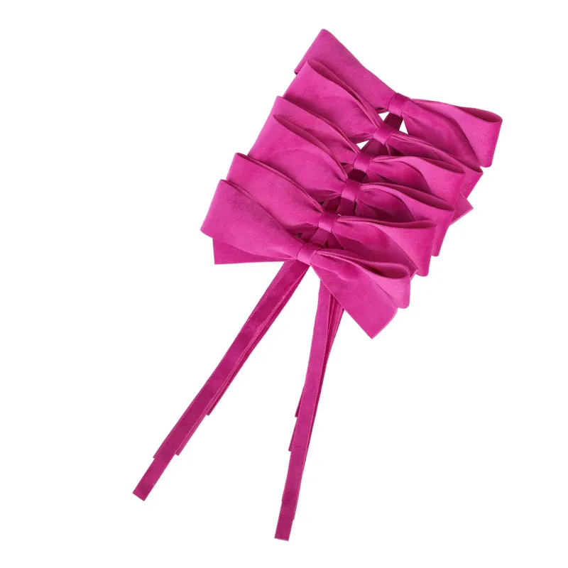 AKSAMITNE KOKARDKI DEKORACYJNE - FUCHSIA BOWS - 6 SZT. - ROSEBERRY HOME Obniżka ceny