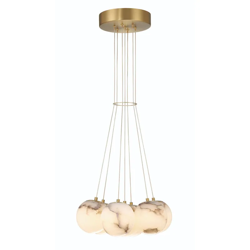 Duża lampa wisząca Kepler - 7 źródeł światła - Szczotkowane złoto Oferta czasowa