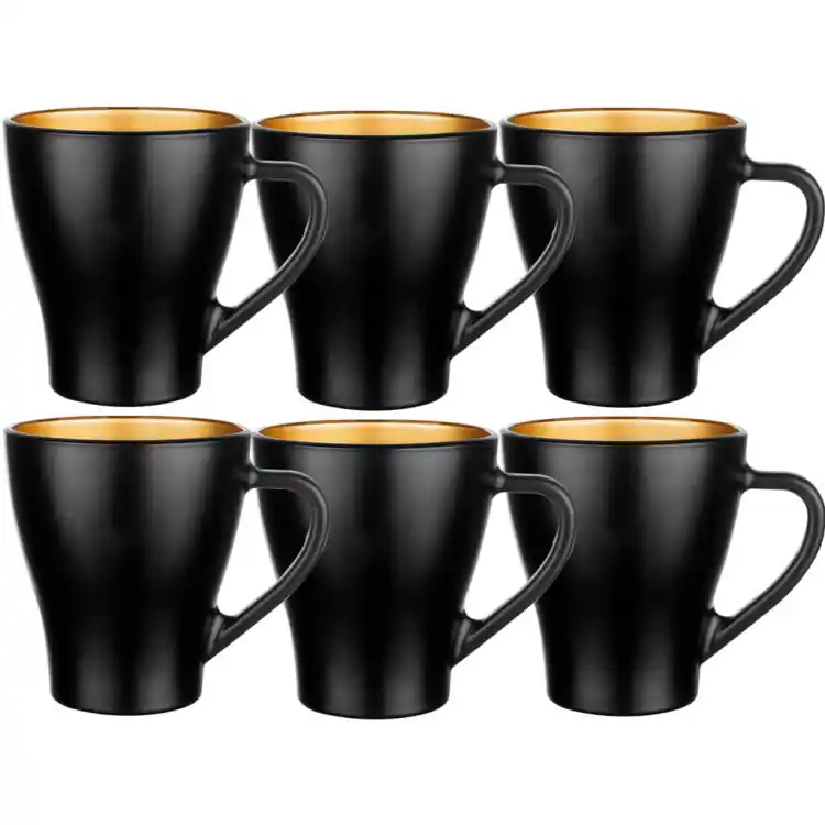Zestaw 6 kubków czarno złotych Glasmark Hugo Glamour 360 ml Oferta