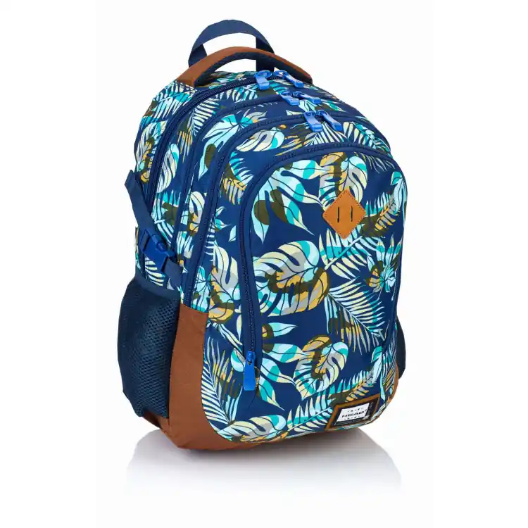 Ograniczona ilość Plecak szkolny czterokomorowy młodzieżowy Blue Jungle Head