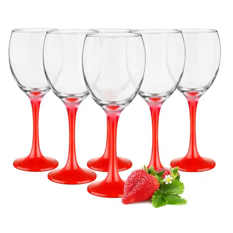 Kup teraz Kieliszki do wina 300 ml Glasmark komplet 6szt czerwona nóżka