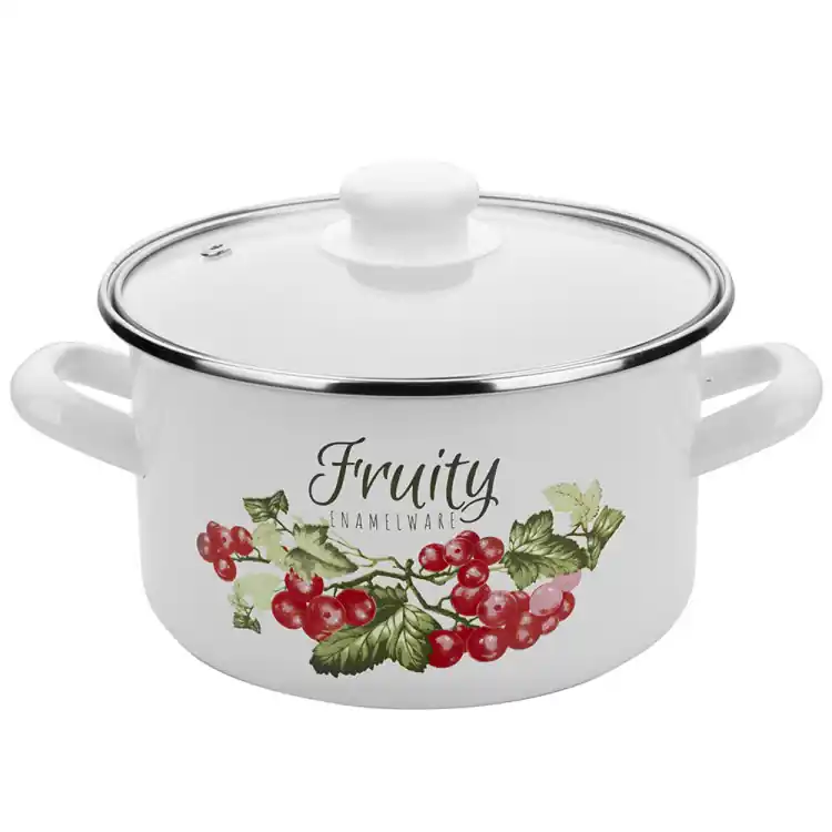 Garnek emaliowany prosty z pokrywką 22 cm 4,7 litra Florina Kalina Taniej