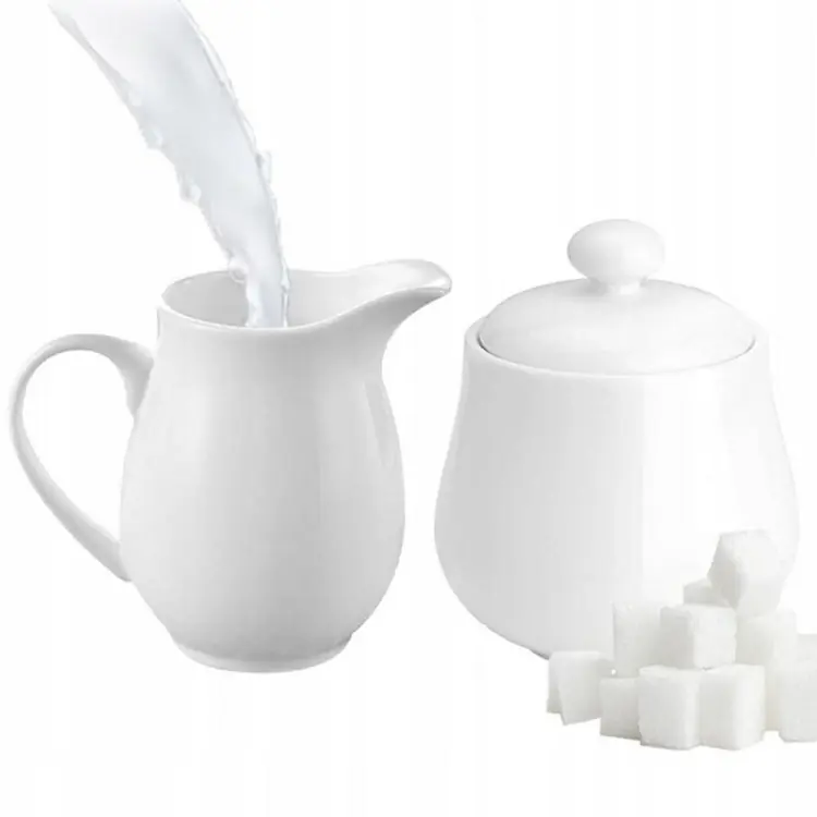 Zestaw cukiernica i mlecznik porcelana Bianco dzbanuszek na mleko śmietankę Dodaj do koszyka