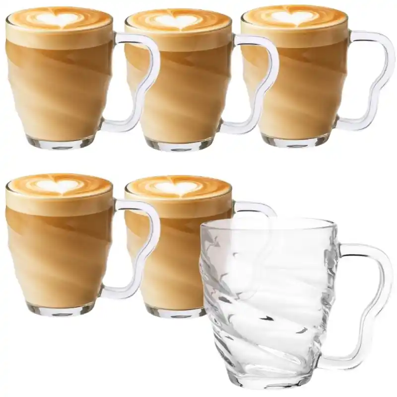 Ekspresowa dostawa Szklanki z uchem 410 ml Diana do kawy herbaty drinków deserów zestaw 6 szklanek