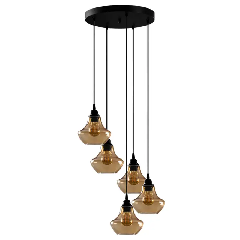 Wyjątkowa oferta Lampa sufitowa Cheeny x5 dzwon na okrągłej podsufitce czarna