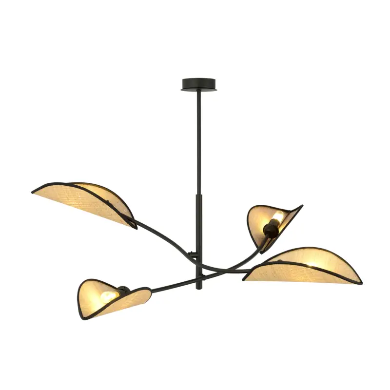 Lampa wisząca Farang x4 czarno-rattanowa Tylko do końca tygodnia