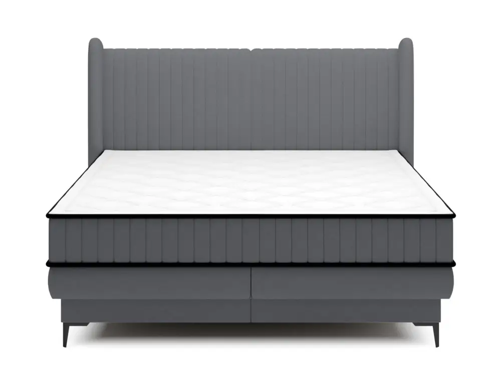 Łóżko kontynentalne 180x200 cm Daliano z pojemnikiem ciemnoszary welur Oferta limitowana