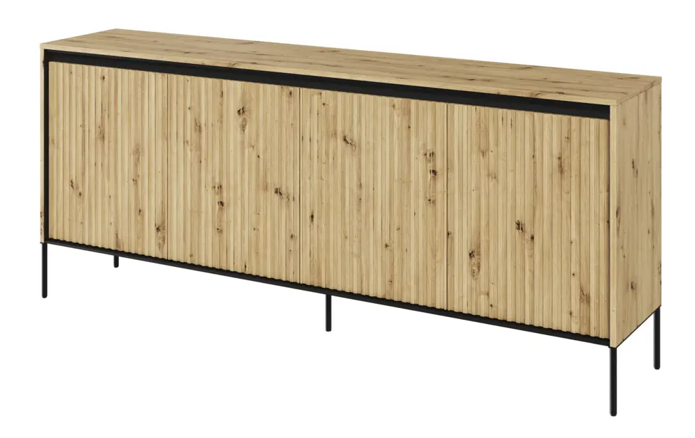 Super okazja Komoda czterodrzwiowa Trend niska 193 cm z LED Dąb artisan