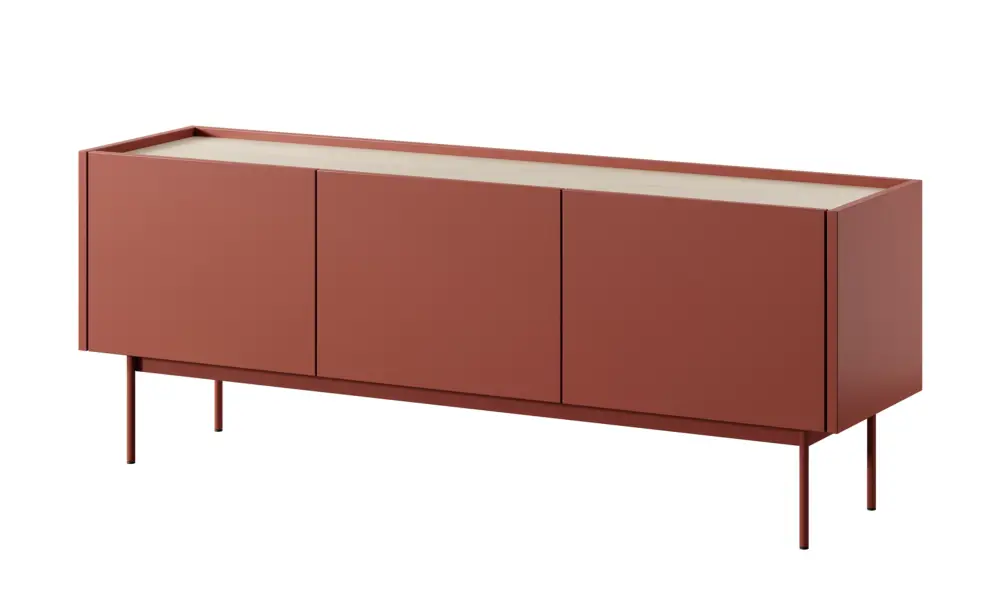 Wyprzedaż Szafka RTV Color 144 cm trzydrzwiowa Ceglasta / Dąb Linea