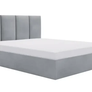Dostępne od ręki Łóżko tapicerowane 160x200 cm Drimmi z pojemnikiem jasnoszare velvet hydrofobowy