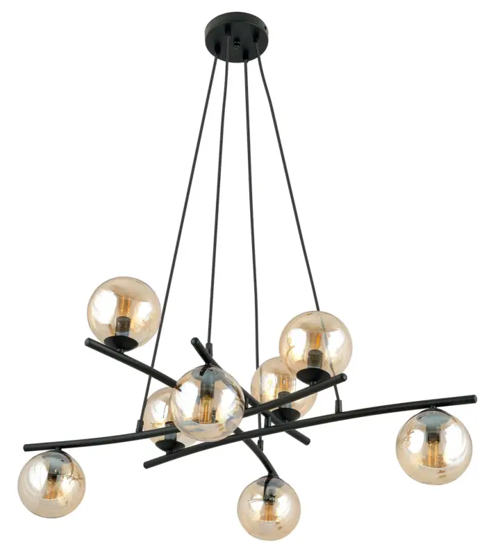 Bezpieczne zakupy Lampa wisząca Vrestello czarno-miodowa x8