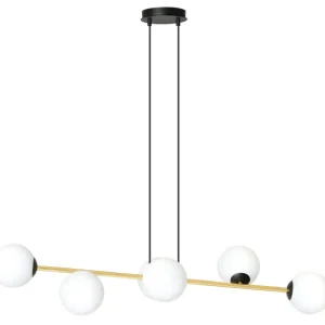 Lampa wisząca Bestalles czarno-złota z białymi kloszami x6 Zamów teraz