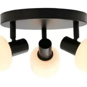 Lampa sufitowa Milford czarna z białymi kloszami x3 Promocja