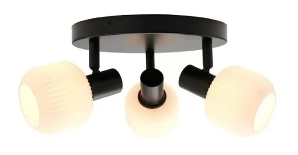 Lampa sufitowa Milford czarna z białymi kloszami x3 Promocja