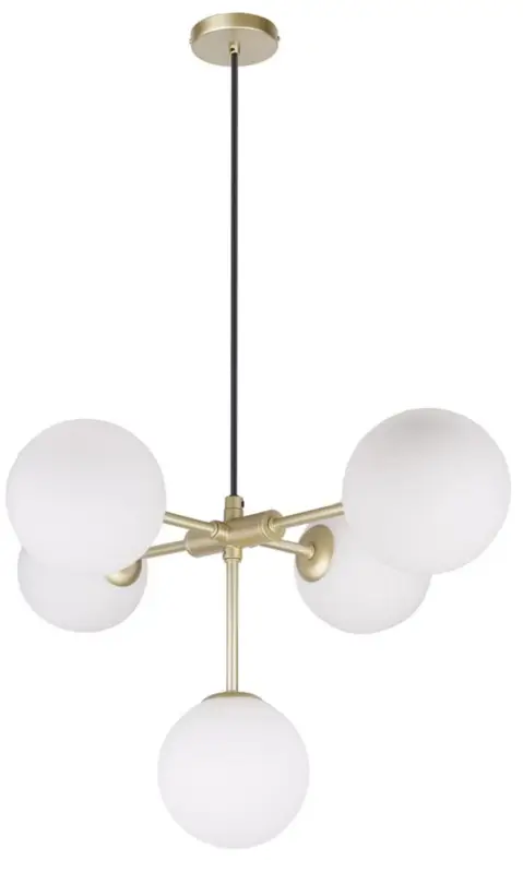 Lampa wisząca Mati x5 mosiężna z białymi kloszami Niska cena