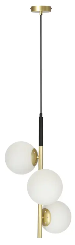 Szybka dostawa Lampa wisząca Duo x3 czarno-złota z białymi kloszami