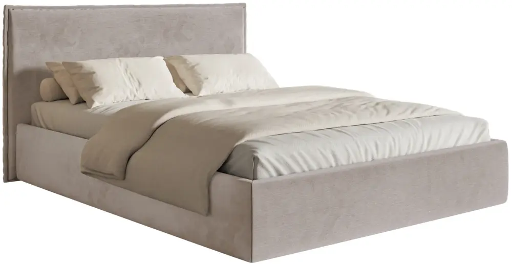 Łóżko tapicerowane 180x200 cm Softie Slim z pojemnikiem szarobrązowe welur hydrofobowy stelaż metalowy Ekspresowa dostawa