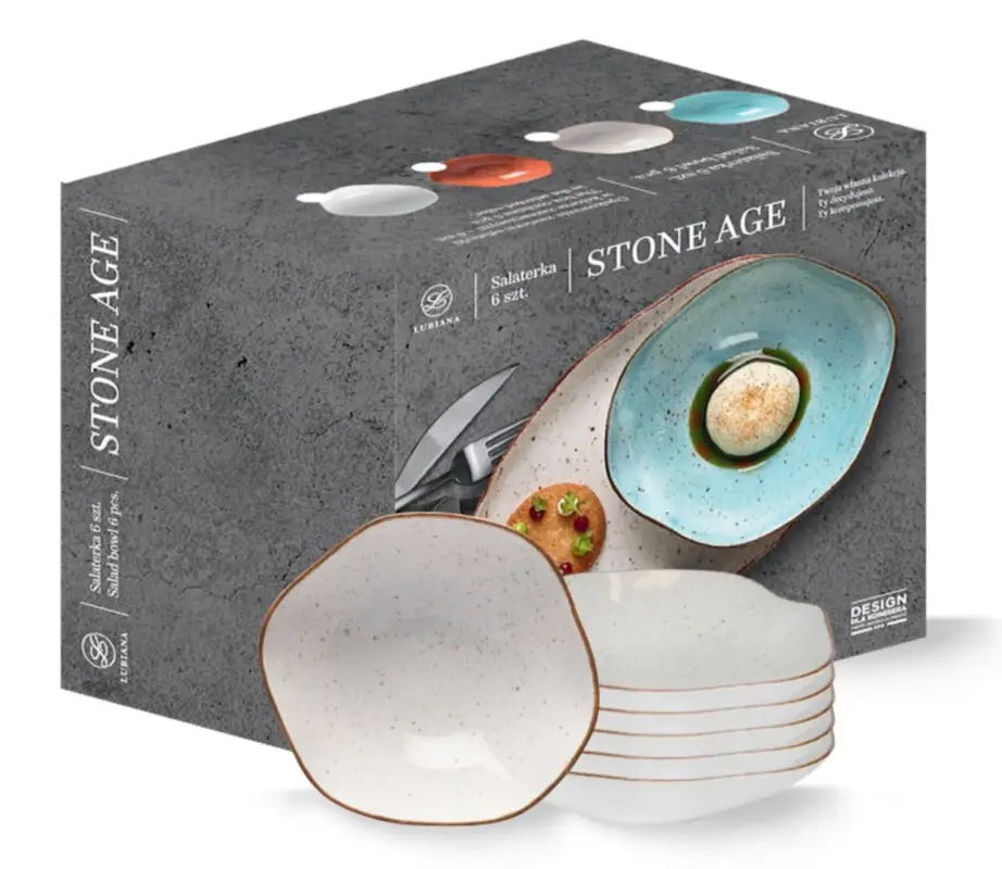 Zestaw 6 misek salaterek porcelanowych Stone Age 14 cm beżowy Ekspresowa dostawa