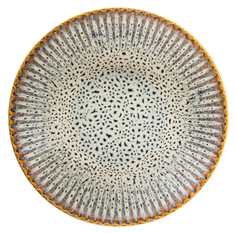 Zestaw talerzy dla 4 os. Desert ceramiczny niebiesko-brązowy Hit cenowy