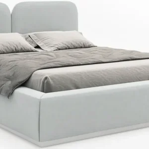 Łóżko tapicerowane 180x200 cm Comoves z oświetleniem LED jasnoszare welur Oferta limitowana