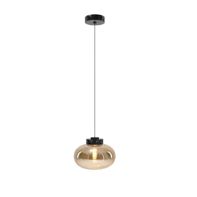 Lampa wisząca Moonstone bursztynowe szkło biały marmur Szybka wysyłka