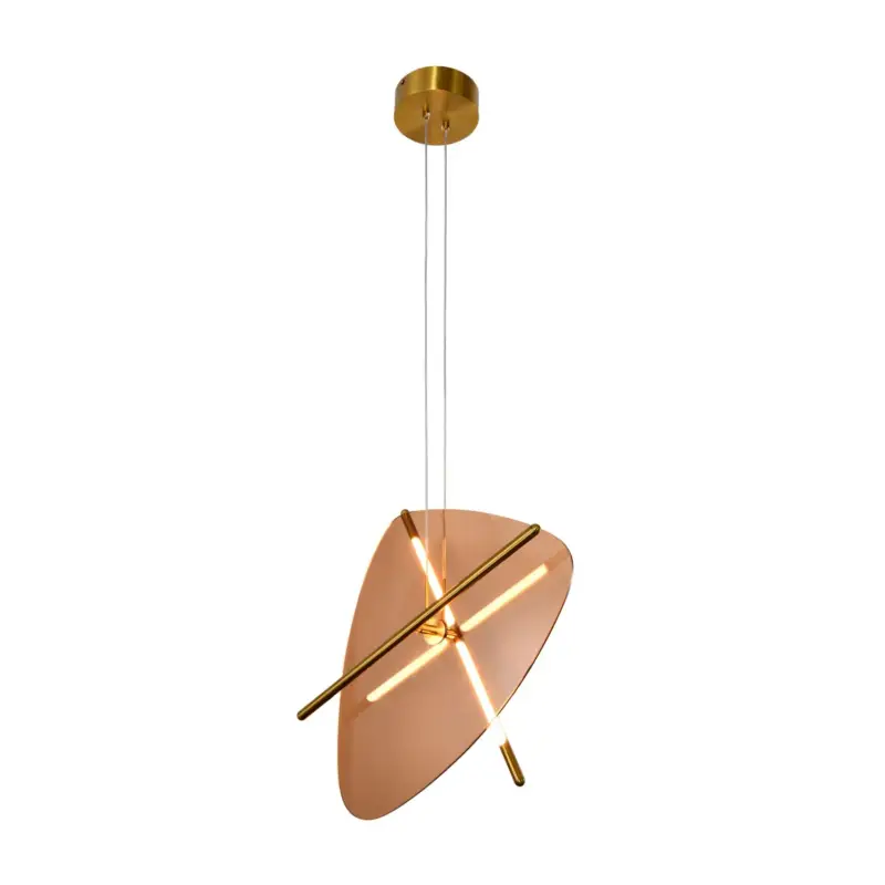 Lampa wisząca LED Relax mosiężna 3000K 15W z bursztynowym kloszem Premium