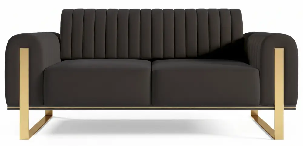 Zniżka Sofa dwuosobowa Parissa czarna welur złote nóżki