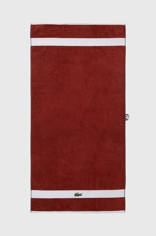 Nowość Lacoste średni ręcznik bawełniany L Casual Terre Battue 70 x 140 cmkolor bordowy 0