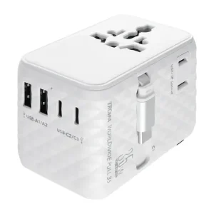 Sprawdź teraz Troika Adapter podróżny ze zintegrowanym kablem USB-C 8 x 6 cmTRTRA35/WH