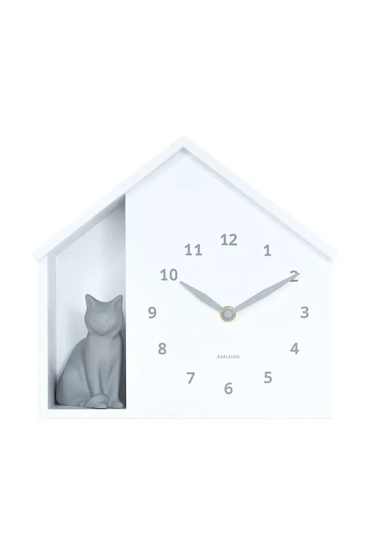 Karlsson zegar ścienny z dźwiękiem Siting Cat 26 x 29 cmkolor biały Oferta limitowana