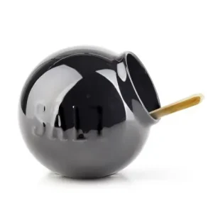 Solniczka porcelanowa czarna z łyżeczką Modern Life Tylko do końca tygodnia