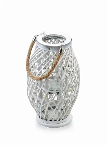 Lampion dekoracyjny wiklinowy Lucie White 35 cm Bestseller