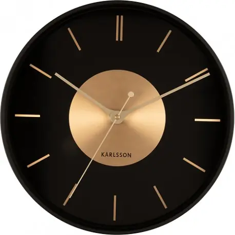 Ostatnie sztuki Timepiece Elegance - Zegar ścienny czarno złoty Ø 35
