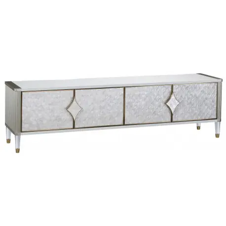 Komoda rtv 200x40x80 glamour designerska ecru / złota Szybka dostawa